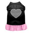 Mirage Chevron Heart Screen Print Dog Dress in Black With Light Pink Color