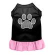 Mirage Chevron Paw Screen Print Dog Dress in BLack With Light Pink Color