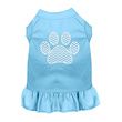 Mirage Chevron Paw Screen Print Dog Dress in Baby Blue Color