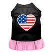 Mirage American Flag Heart Screen Print Dress in Black With Light Pink Color