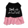 Mirage Black Cats are Bad Luck Screen Print Dog Dress in Black With Light Pink Color