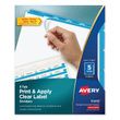 Avery Print & Apply Index Maker Clear Label Dividers with Easy Apply Printable Label Strip and Color Tabs - AVE11410
