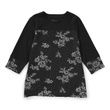 Womens Three-Fourth Sleeve Open Back Crew Neck Top - Silver Black