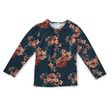 Womens Long Sleeves Adaptive Open Back Sweater Knit Top - Teal Flower