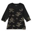 Womens Three-Fourth Sleeve Open Back Crew Neck Top - Gold Black