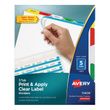 Avery Print & Apply Index Maker Clear Label Dividers with Easy Apply Printable Label Strip and Color Tabs - AVE11406