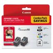 Canon 0615B009 Ink Cartridge and Glossy Photo Paper Combo Pack
