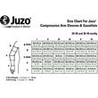 Juzo Soft 20-30mmHg Compression Armsleeve with Full Silicone Border - size chart