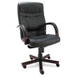 Alera Madaris Series High-Back Knee Tilt Leather Chair with Wood Trim