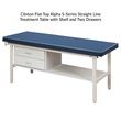 Clinton S-Series Straight Line Treatment Table with Shelf and Two Drawers