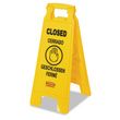 Rubbermaid Commercial Multilingual "Closed" Folding Floor Sign