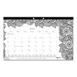 Blueline Monthly Desk Pad Calendar with Coloring Pages