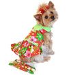Doggie Design Hawaiian Red Hibiscus Designer Dog Dress With Matching Leash