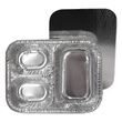 Durable Packaging 3-Compartment Oblong Aluminum Foil Container with Board Lid