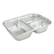 Durable Packaging 3 Compartment Oblong Aluminum Foil Container with Board Lid
