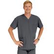 Medline Madison Ave Unisex Stretch Fabric Scrub Top with 3 Pockets - Charcoal
