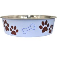 Buy Loving Pets Stainless Steel & Light Blue Dish with Rubber Base
