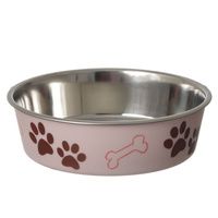 Buy Loving Pets Stainless Steel & Light Pink Dish with Rubber Base