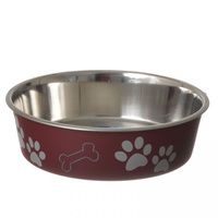 Buy Loving Pets Stainless Steel & Merlot Dish with Rubber Base