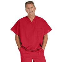 Buy Medline Fifth Ave Unisex Stretch Fabric V-Neck Scrub Top with One Pocket - Red