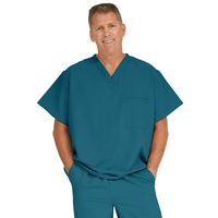 Buy Medline Fifth Ave Unisex Stretch Fabric V-Neck Scrub Top with One Pocket - Caribbean Blue