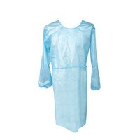 Cardinal Health Over-The-Head Protective Procedure Gown - Blue Polyethylene Open Back With Thumb Loops