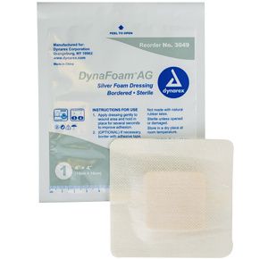 Dynarex DynaFoam AG Bordered Silver Foam Dressing