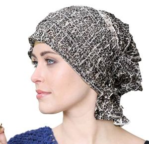 Chemo Beanies Gina Natural Animal Print Ruffle
