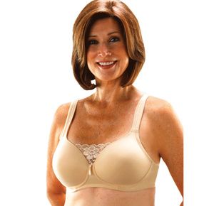Classique Post Mastectomy Nylon Comfort Knit Bra with Lace 38A Black