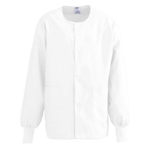 Medline ComfortEase Unisex Crew Neck Warm-Up Jacket - White