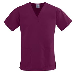 Medline ComfortEase Ladies V-Neck Two-Pocket Scrub Tops - Wine
