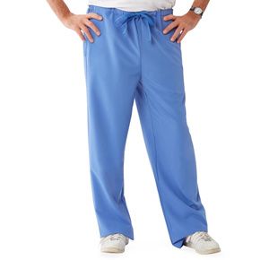 Medline Newport Ave Unisex Stretch Fabric Scrub Pants with Drawstring - Ceil Blue