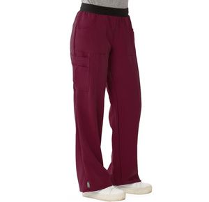 Medline Pacific Ave Womens Stretch Fabric Wide Waistband Scrub Pants - Wine