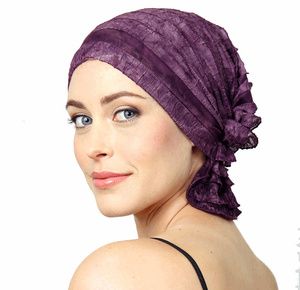 Chemo Beanies Danielle Purple Wine Dye Ruffle