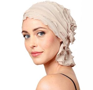 Chemo Beanies Megan Champagne Ruffle