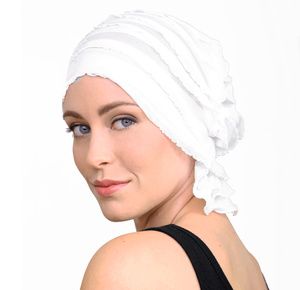 Chemo Beanies Stella White Ruffle