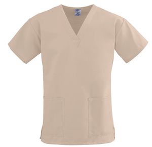 Medline ComfortEase Ladies V-Neck Two-Pocket Scrub Tops - Khaki