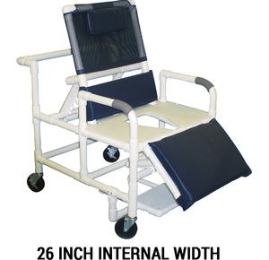 MJM International Bariatric Reclining Shower Chair with Full Support Commode Seat