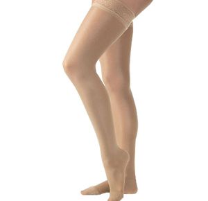 BSN Jobst Ultrasheer Thigh-High 30-40mmHg Extra Firm Stockings With Lace Silicone Border in Petite