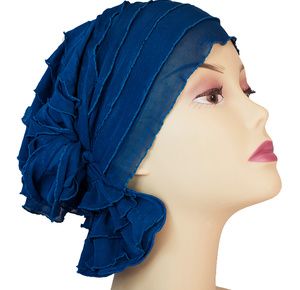 Chemo Beanies Muriel Teal Blue Ruffle