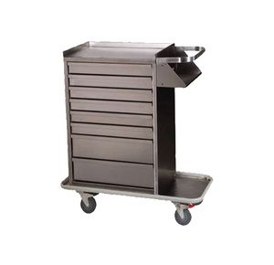 Harloff Stainless Steel Eight Drawer Cast Cart
