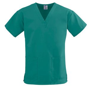 Medline ComfortEase Ladies V-Neck Two-Pocket Scrub Tops - Evergreen