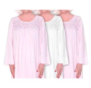 Dignity Pajamas 3-Pack Womens Cotton Long sleeve Patient Gown