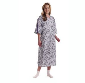 Medline Deluxe Cut IV Royale Print Patient Gown