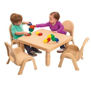 Childrens Factory Square Table And 4 Chairs Set