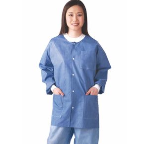 Medline Disposable Multi-Layer Blue Lab Jackets With Knit Cuff And Collar