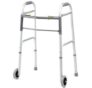 Graham Field Lumex Dual-Release Folding Walker With Fixed Wheels