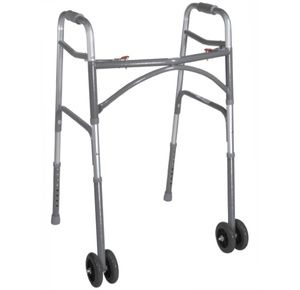 Drive Bariatric Aluminum Two Button Folding Walker With Wheels