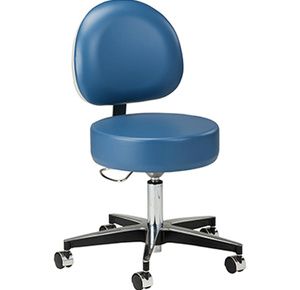 Clinton Premier Series Five-Leg Pneumatic Stool with D-Shaped Backrest
