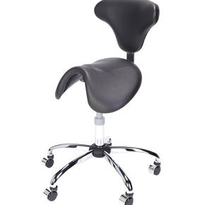 Everyway4all Saddle Stool With Wide Base And Contoured Back Rest